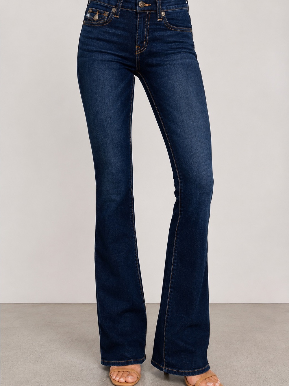 True Religion Becca Flap Mid Rise Bootcut Jeans 27 Dark Indigo